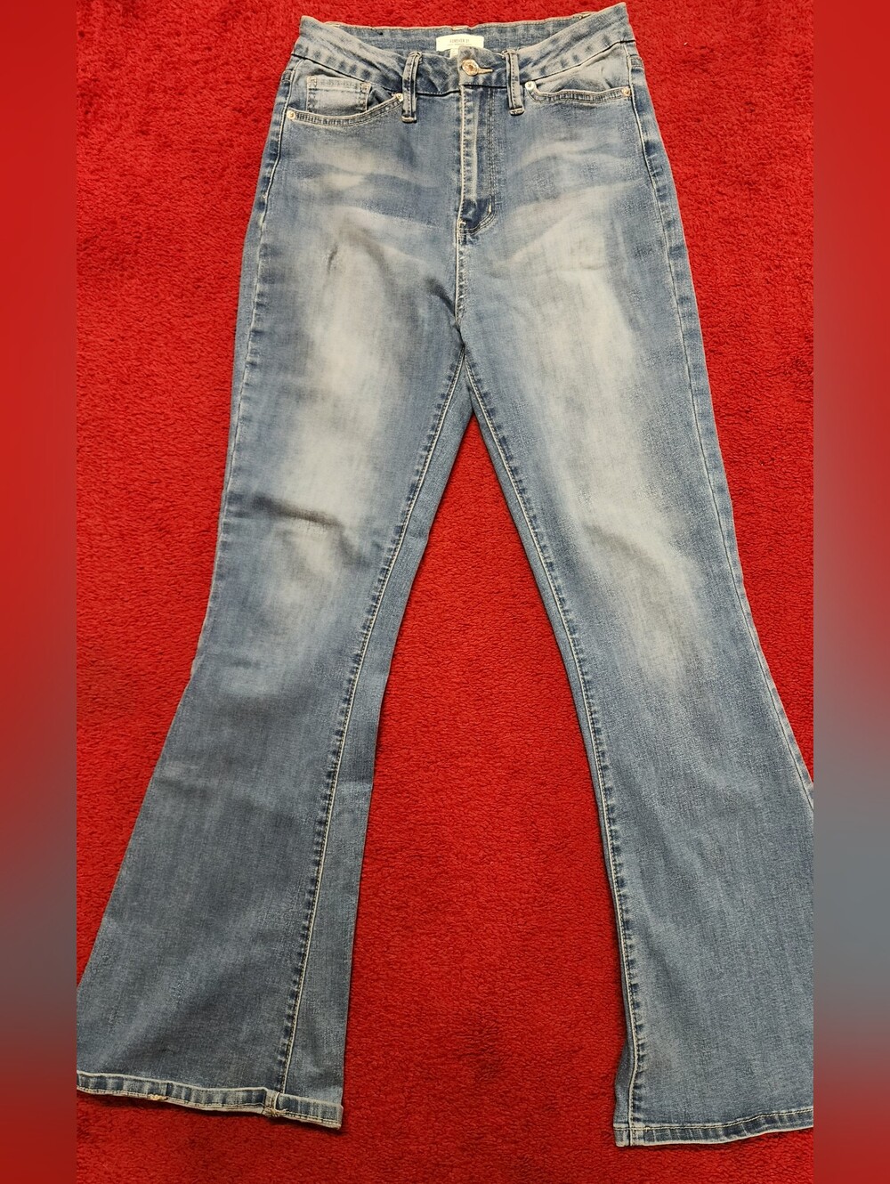 Forever 21 Light Blue High-Rise Flare Jeans